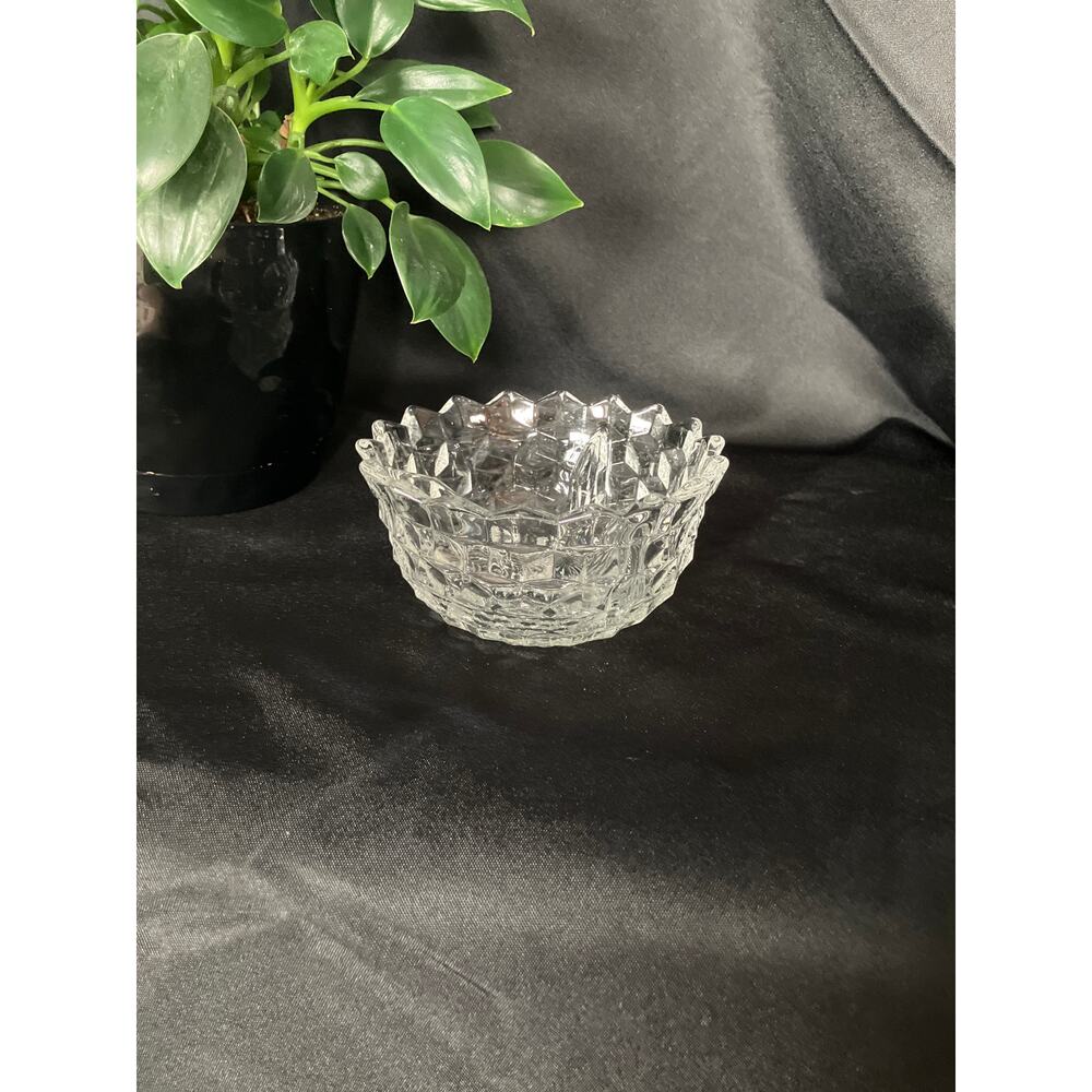 Vintage Fostoria American Clear Glass Ice Fruit Dish – Cube Pattern – No Insert